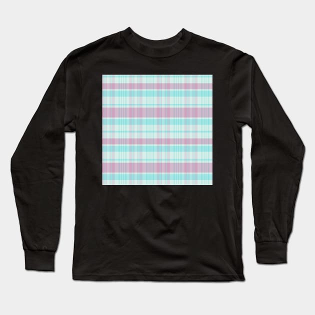 Pastel Aesthetic Calan 2 Hand Drawn Textured Plaid Pattern Long Sleeve T-Shirt by GenAumonier